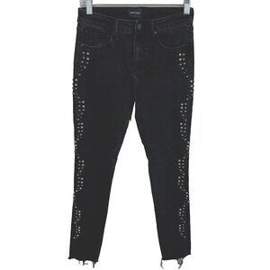 Driftwood Jackie Studded Jeans Black Size 25 Skinny Leg Frayed Casual